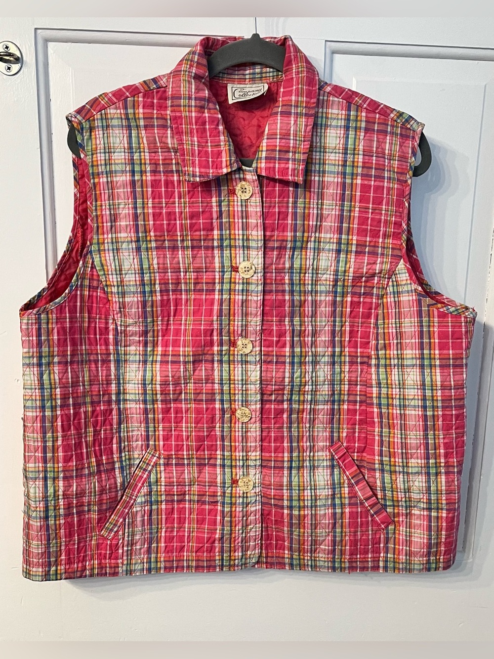 Company Collection plaid quilted Vest Button Front XL